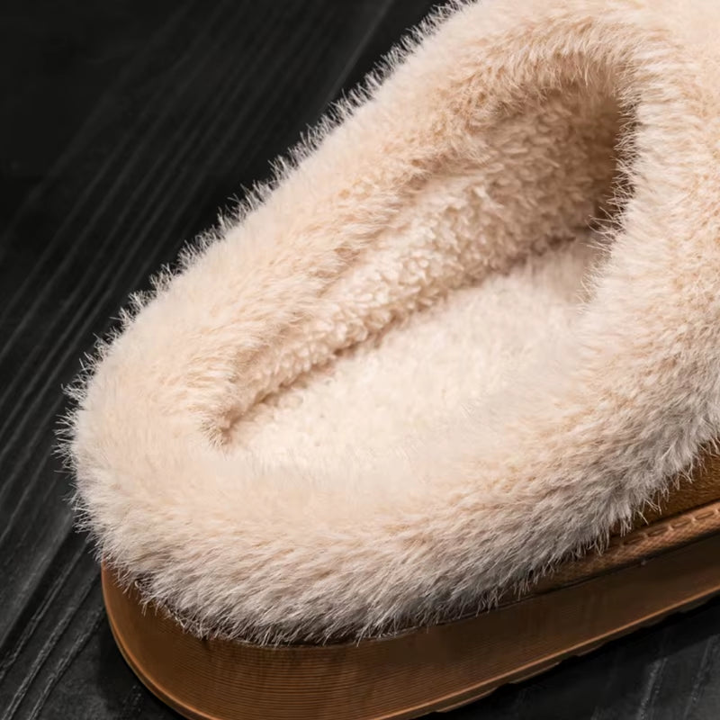 Fashion Women Fluffy Slippers for Autumn and Winter Indoor EVA Thick Sole Anti-Slip and Warm Unisex Slippers for Winter